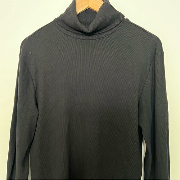 Guess Sweater Womens Small Black Rib-Knit Long Sleeve Turtle Neck Viscose Blend - Picture 2 of 13